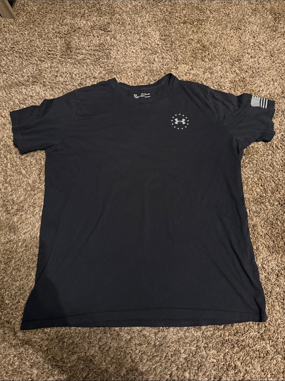 Under Armour Freedom Black Short-Sleeve Athletic Tee with Chest Logo
